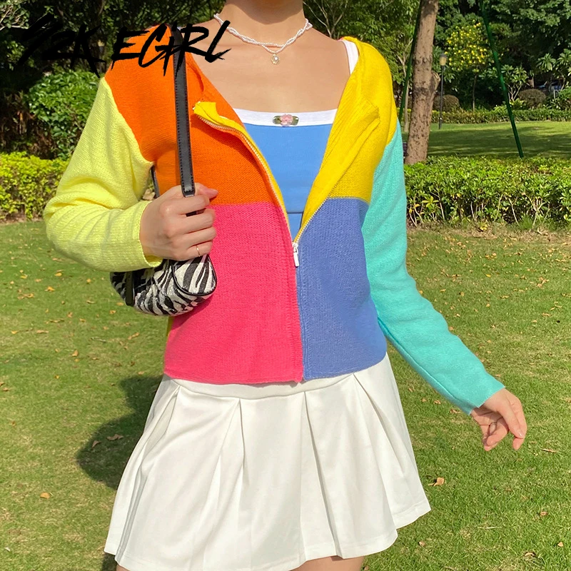 Y2K EGIRL 90s Fashion Colorful Patchwork Zip Up Knitted T-shirts Harajuku Slim O-neck Long Sleeve Cropped Tops Vintage Autumn
Y2K EGIRL 90s Fashion Colorful Patchwork Zip Up Knitted T-shirts Harajuku Slim O-neck Long Sleeve Cropped Tops Vintage Autumn