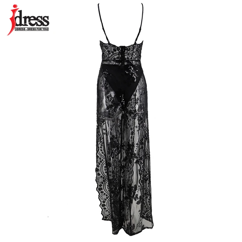 IDress Sequin Summer Long Dress Party Robe De Soiree Spaghetti Strap V Neck Sleeveless Bodycon Night Long Evening Party Dresses (9)