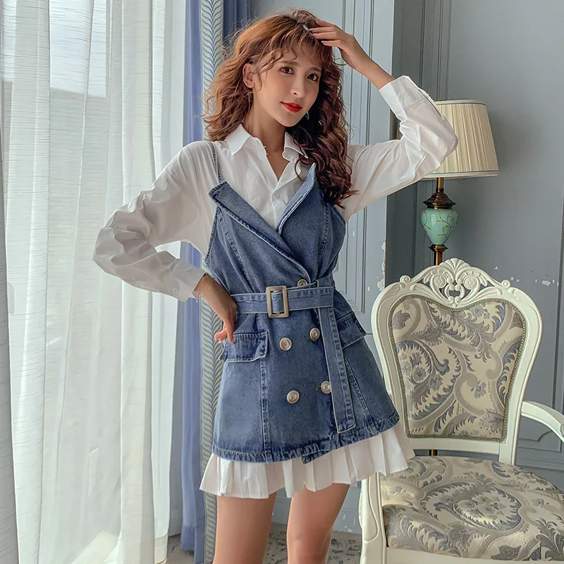Photo Shoot 2020 Spring And Summer Sense of Design Set Cowboy Waistcoat + Mid-length Fold-down Collar Pleat Shirt Dress
Photo Shoot 2020 Spring And Summer Sense of Design Set Cowboy Waistcoat + Mid-length Fold-down Collar Pleat Shirt Dress