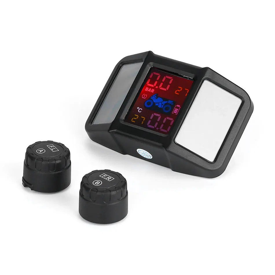 Motorcycle TPMS Tire Pressure Monitor Systems USB/Solar Charing Wireless TMPS Alarm Real Time LCD Display w/ 2pcs Sensors
Motorcycle TPMS Tire Pressure Monitor Systems USB/Solar Charing Wireless TMPS Alarm Real Time LCD Display w/ 2pcs Sensors