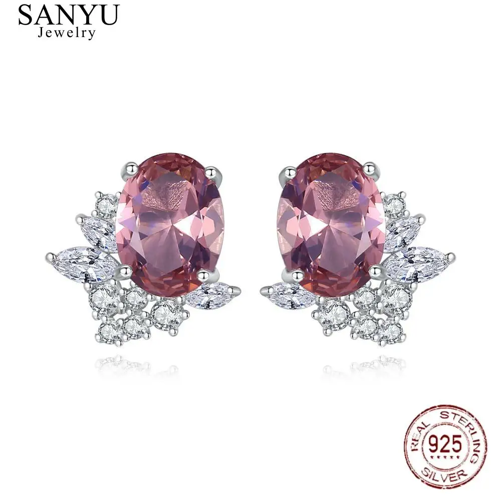 SANYU Luxury Gemstone Oval Morganite Stud Earrings for Women Wedding Engagement Fine Jewellery 925 Sterling Silver Brincos Gift
SANYU Luxury Gemstone Oval Morganite Stud Earrings for Women Wedding Engagement Fine Jewellery 925 Sterling Silver Brincos Gift
