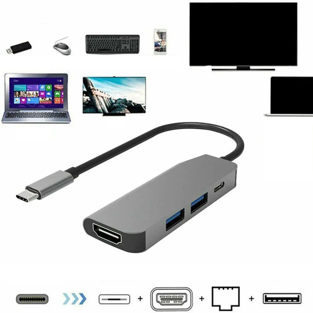 High Quality 4 in 1 USB C hub adapter to 4K HDMI multiport adapter USB 3.0 PD charger USB 2.0 Charger HUB Converter Adapter
High Quality 4 in 1 USB C hub adapter to 4K HDMI multiport adapter USB 3.0 PD charger USB 2.0 Charger HUB Converter Adapter