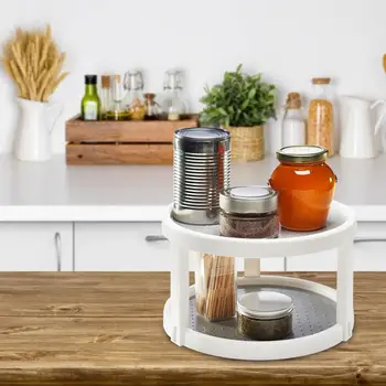 

360 Rotation Non-Skid Pantry Cabinet Lazy Susan Turntable With Wide Base Storage Bin Rotating Organizer For Kitchen Seasoning