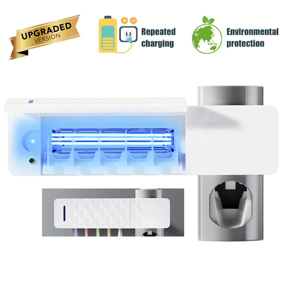 USB Antibacteria UV Toothbrush Holder Automatic Toothpaste Dispenser Sterilize Home Cleaner Sterilize Bathroom Accessories Set
USB Antibacteria UV Toothbrush Holder Automatic Toothpaste Dispenser Sterilize Home Cleaner Sterilize Bathroom Accessories Set