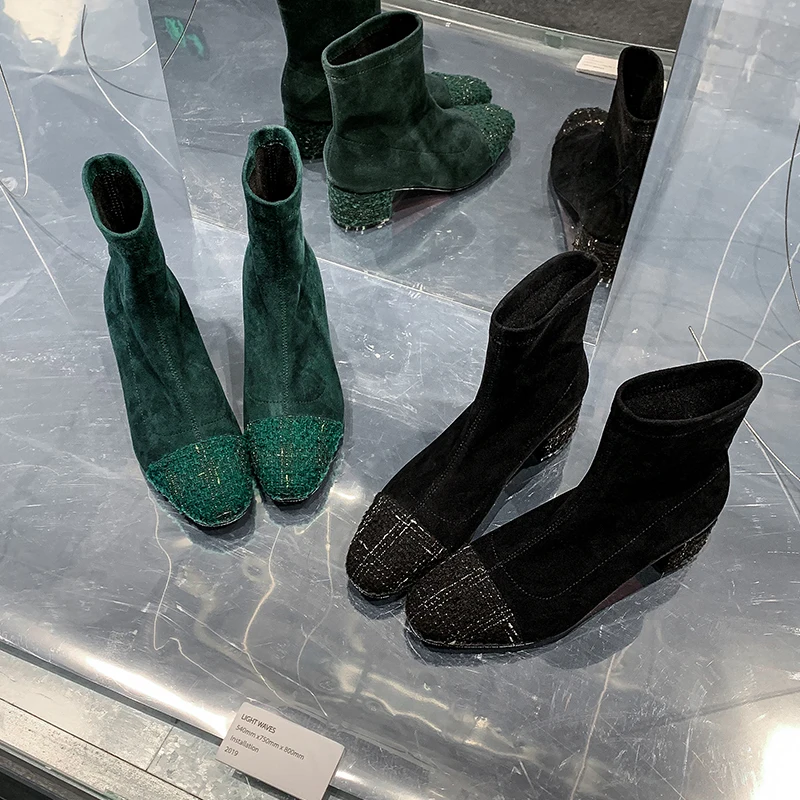 INS Hot Winter Boots Women Warm Chunky Heel Boots Slip On Sock Shoes Square Toe Botas Feminina 2 Colors Ankle Boots for Women
INS Hot Winter Boots Women Warm Chunky Heel Boots Slip On Sock Shoes Square Toe Botas Feminina 2 Colors Ankle Boots for Women
