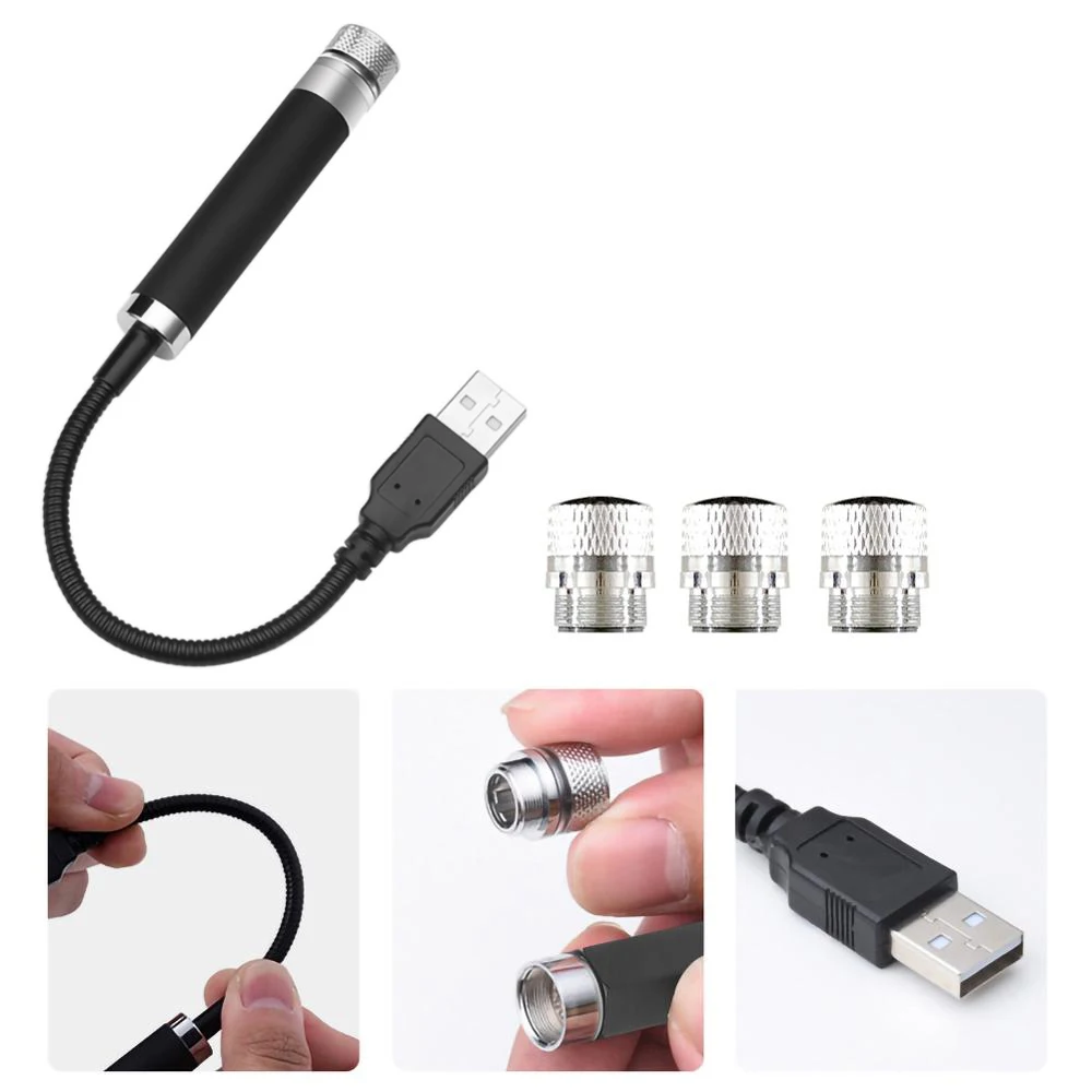 MINI 3 In 1 Car Roof Star Sky Lamp 4 Patterns Laser Projector Light USB Plug DJ Disco Stage Lighting Effect Atmosphere Lights