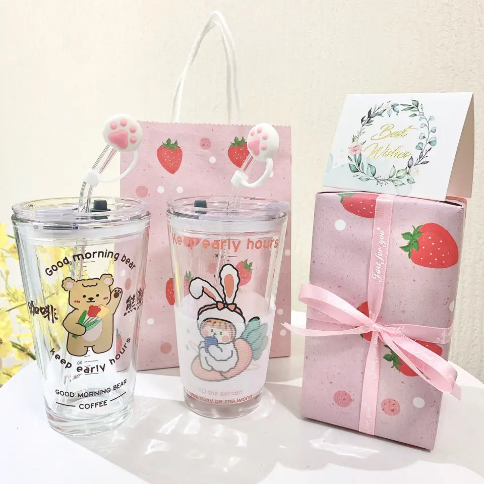 450ml Glass Water Bottle with Straw Cartoon Bear Straw Cup Leakproof Portable Drinking Bottle with a Sealing Cap Lid Gift Box
450ml Glass Water Bottle with Straw Cartoon Bear Straw Cup Leakproof Portable Drinking Bottle with a Sealing Cap Lid Gift Box