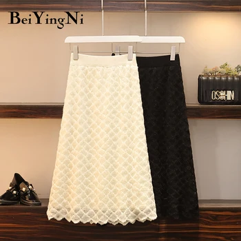 Beiyingni XL-4XL Oversized Skirt for Woman Solid Color Lace Patchwork Knitted Mid-Calf Skirt Women Black Elastic Waist Slim Saia
Beiyingni XL-4XL Oversized Skirt for Woman Solid Color Lace Patchwork Knitted Mid-Calf Skirt Women Black Elastic Waist Slim Saia