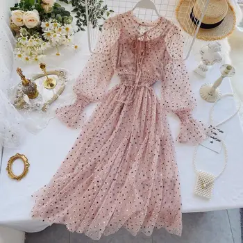 FTLZZ 2020 Sequined Dot Lace Pink Party Dress Women Romantic Bandage Puff Sleeve Long Dress Elegant Ladies Dresses 
FTLZZ 2020 Sequined Dot Lace Pink Party Dress Women Romantic Bandage Puff Sleeve Long Dress Elegant Ladies Dresses
