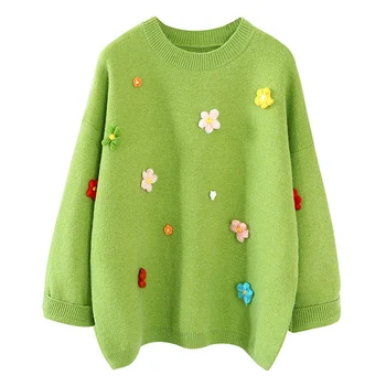 Autumn And Winter Loose Pullover Sweater Three-dimensional Floral Women O-Neck Knitted Pullovers 3Colors
Autumn And Winter Loose Pullover Sweater Three-dimensional Floral Women O-Neck Knitted Pullovers 3Colors