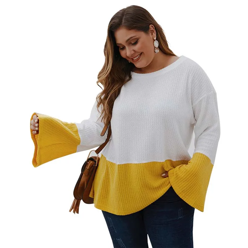 Женский вязаный свитер большого размера свободный плюс на осень 2019 | Женская