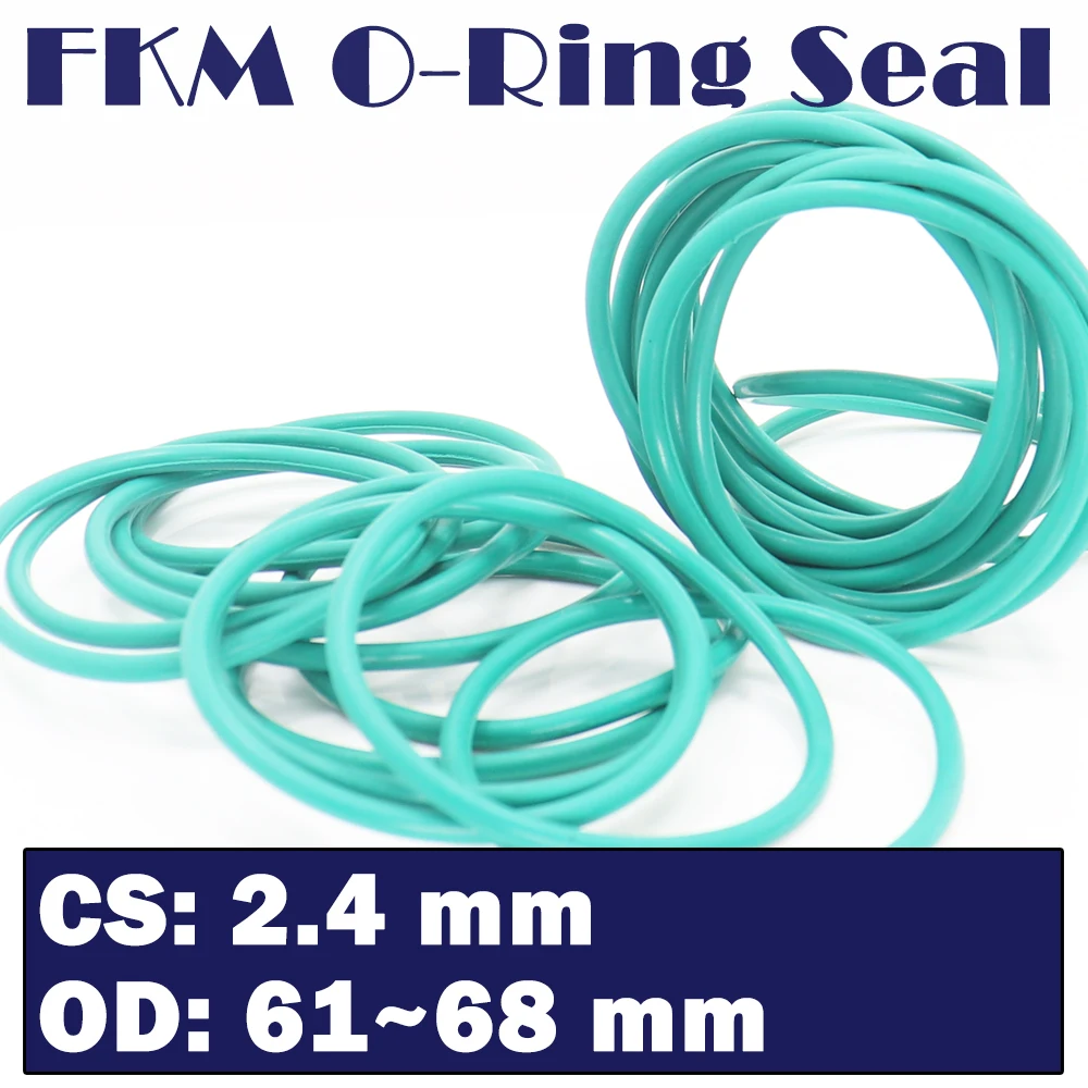 

CS 2.4mm FKM Rubber O RING OD 61/62/63/64/65/66/67/68*2.4 mm 30PCS O-Ring Fluorine Gasket Oil seal Green ORing