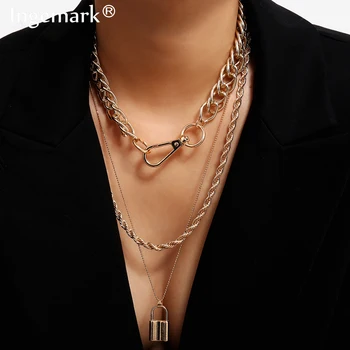 Punk Cuban Big Chunky Chain Lover Lock Pendant Choker Necklace Hip Hop Padlock Gold Color Choker Necklace Couple Jewelry
Punk Cuban Big Chunky Chain Lover Lock Pendant Choker Necklace Hip Hop Padlock Gold Color Choker Necklace Couple Jewelry