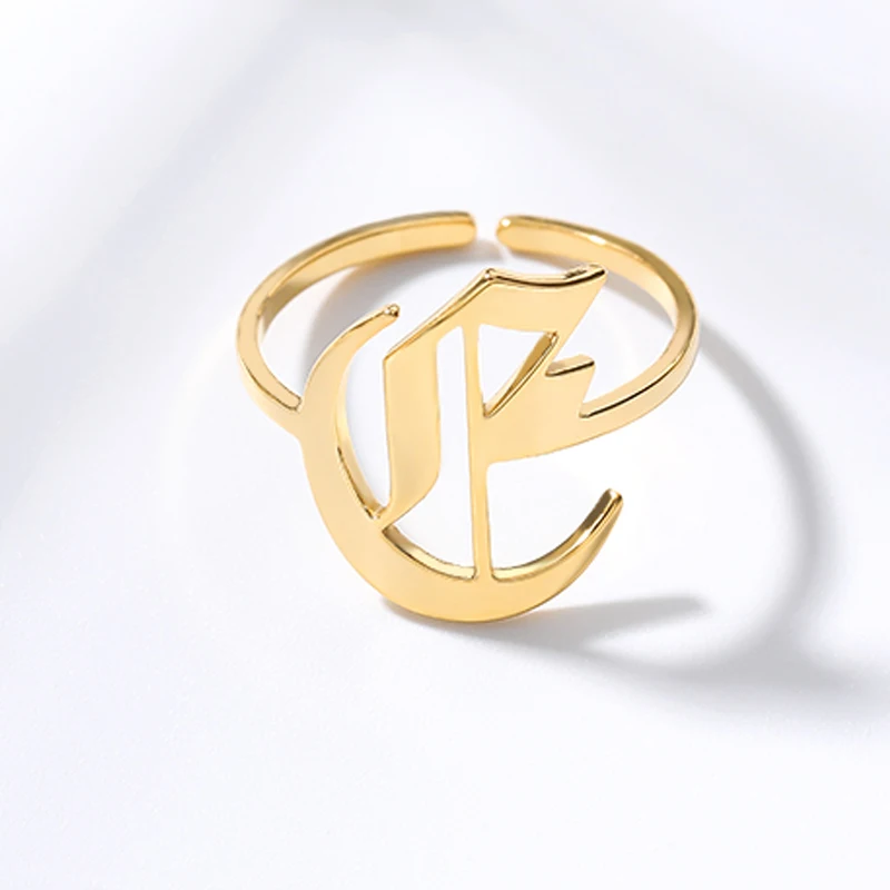 Stainless Steel Open Rings Personalized A-Z Big Letter Rings Simple Tiny Anillos Custom Jewelry Gold Initial Alphabet Ring BFF
Stainless Steel Open Rings Personalized A-Z Big Letter Rings Simple Tiny Anillos Custom Jewelry Gold Initial Alphabet Ring BFF