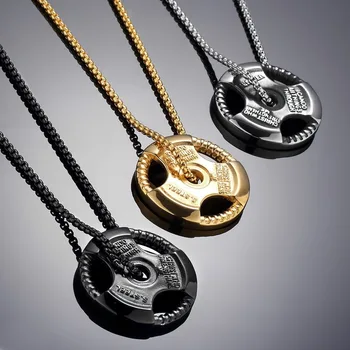 

Fitness Dumbbell Piece Sports Barbell Pendant Men's Fashion Brand Titanium Steel Pendant Necklace Casual/Sporty Snake Chain