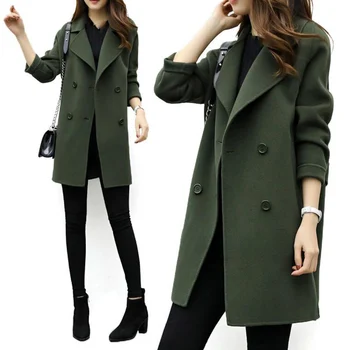 Women Wool Blend Warm Long Coat Female Slim Fit Lapel Woolen Overcoat Autumn Winter Cashmere Outerwear Plus Size
Women Wool Blend Warm Long Coat Female Slim Fit Lapel Woolen Overcoat Autumn Winter Cashmere Outerwear Plus Size