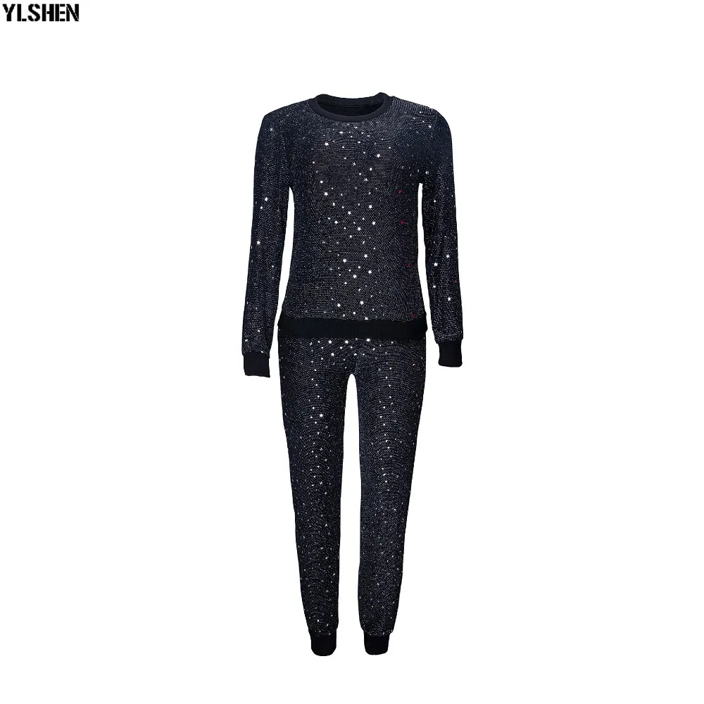 2 Two Piece Set Women Tracksuit Sexy Sequins Long Sleeve Clothes Plus Size Club Outfits Tops +Pants Sweat Suits Matching Sets 19
