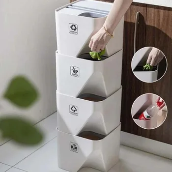 Trash Can Recycling Bin Kitchen Garbage Sorting Bins Households Stack Garbage Cans with Covered Dry-Wet Separation Bins
Trash Can Recycling Bin Kitchen Garbage Sorting Bins Households Stack Garbage Cans with Covered Dry-Wet Separation Bins