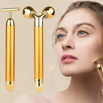 2-IN-1 Beauty Bar 24k Golden Pulse Facial Face Massager Electric 3D face Roller and T Shape Arm Eye Nose Head Massager
2-IN-1 Beauty Bar 24k Golden Pulse Facial Face Massager Electric 3D face Roller and T Shape Arm Eye Nose Head Massager