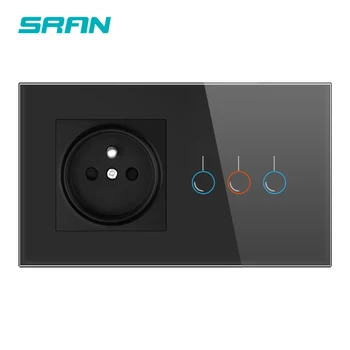 SRAN French touch sensor Switch with socket crystal glass panel 170~250V 16A 146*86 wall Socket with Light Switch 2 Gang 1 way
SRAN French touch sensor Switch with socket crystal glass panel 170~250V 16A 146*86 wall Socket with Light Switch 2 Gang 1 way