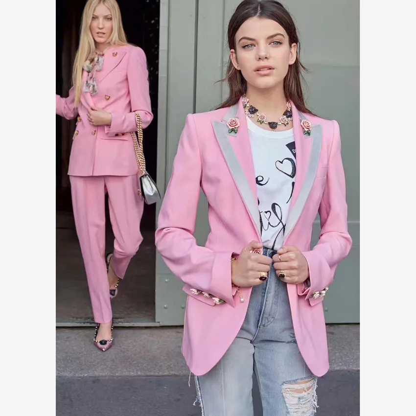 Women's Wear 2020 Star Money Three-dimensional Rose Buckle Printing Li Lining Pink Slim Fit Suit Coat
Women's Wear 2020 Star Money Three-dimensional Rose Buckle Printing Li Lining Pink Slim Fit Suit Coat