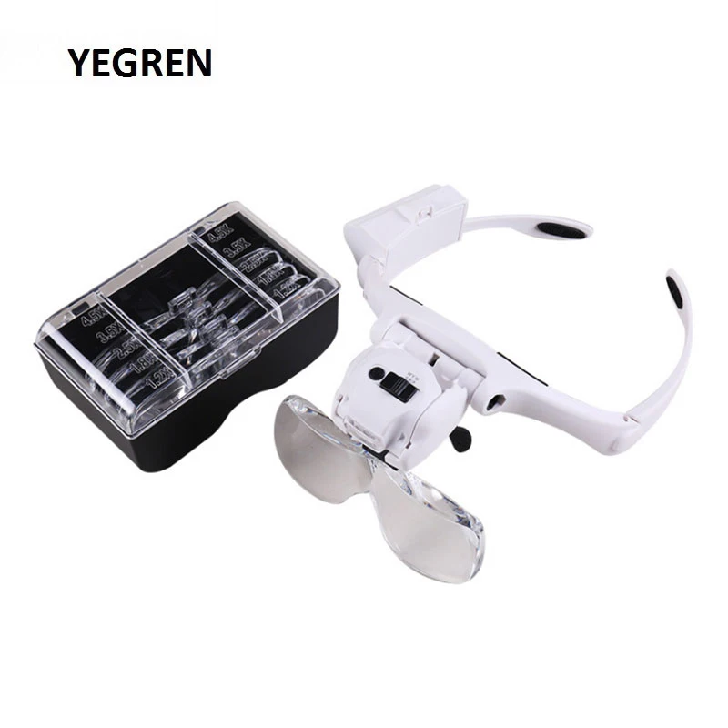 4.5X LED Head Wearing Magnifying Glass 5 LEDs Cold Light Warm Light Eyeglasses Magnifier with 5 PCS Lenses for Reading Repairing
4.5X LED Head Wearing Magnifying Glass 5 LEDs Cold Light Warm Light Eyeglasses Magnifier with 5 PCS Lenses for Reading Repairing