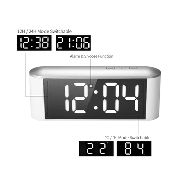 New Digital Alarm Clock Touch Control Mirror Clock USB Big LED Display Desktop Alarm Clock Snooze Function Adjustable LED Lumina
New Digital Alarm Clock Touch Control Mirror Clock USB Big LED Display Desktop Alarm Clock Snooze Function Adjustable LED Lumina