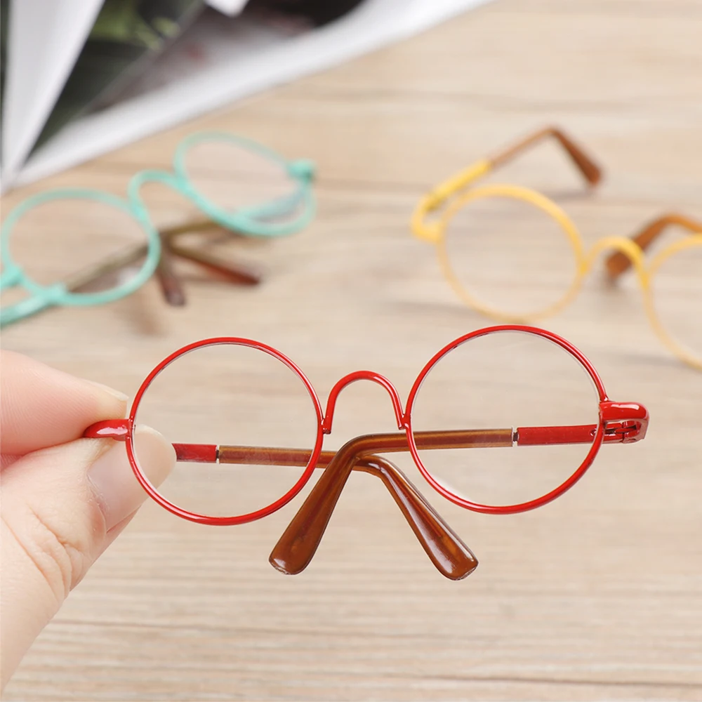 Fashion Mini Colorful Glasses for 12/18 Inch Dolls Metal Frame Eyeglass Miniature Doll Eyewear Classic Round Spectacles | Игрушки и
