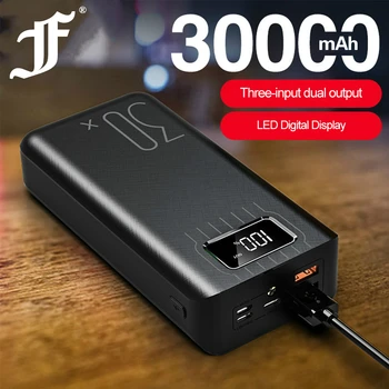30000mAh Power Bank LED Digital Display Dual USB Fast Charging Power Bank For Samsung iPhone External Battery With LED Light