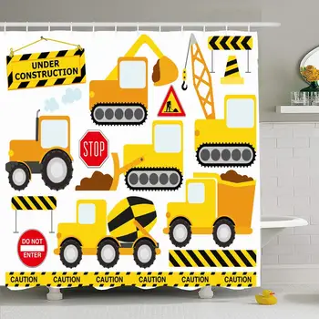 Shower Curtain Set with Hooks 66x72 Machine Construction Work Crew Vehicles Caution Tape Transportation Objects Equipment
Shower Curtain Set with Hooks 66x72 Machine Construction Work Crew Vehicles Caution Tape Transportation Objects Equipment