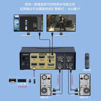 hdmi kvm switcher 2-in -2-out dual-screen output extended HD 4K/2K/1080P remote control switch
hdmi kvm switcher 2-in -2-out dual-screen output extended HD 4K/2K/1080P remote control switch
