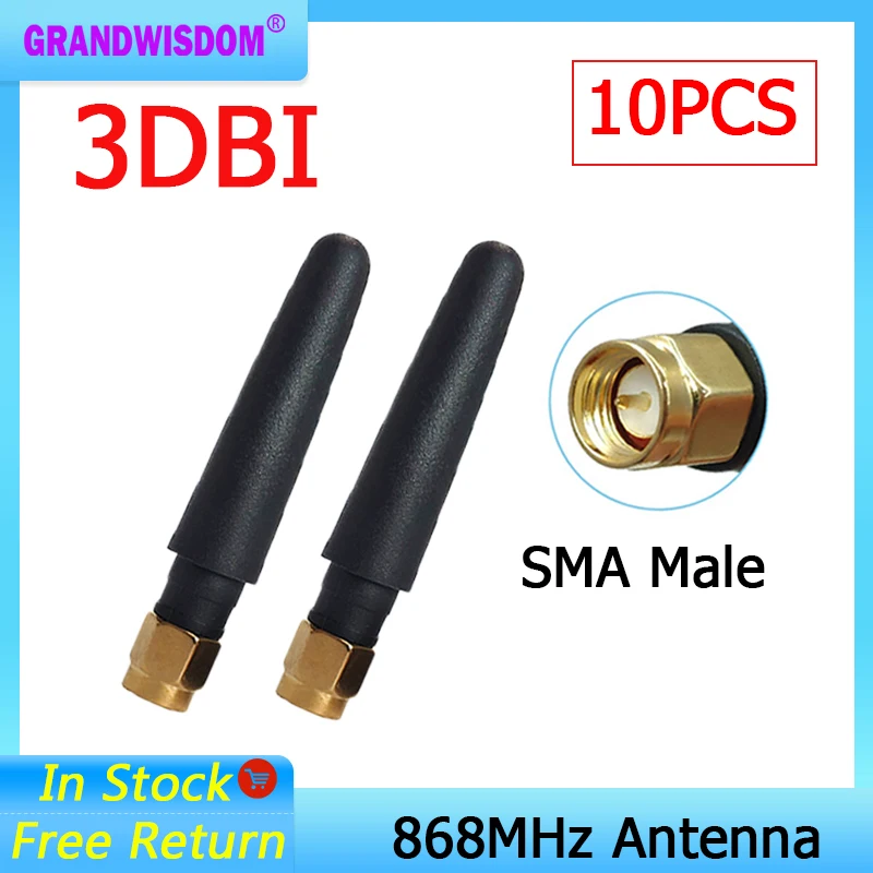 GRANDWISDOM 10 шт. 868 МГц антенна 3dbi sma male 915 lora pbx iot модуль lorawan сигнальный приемник |