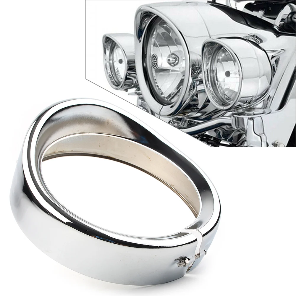 

7" Chrome Motorcycle Headlight Passing Lamp Decorate Trim Ring Visor For Harley Touring 83-13 Road King 94-up FL Softail 94-13