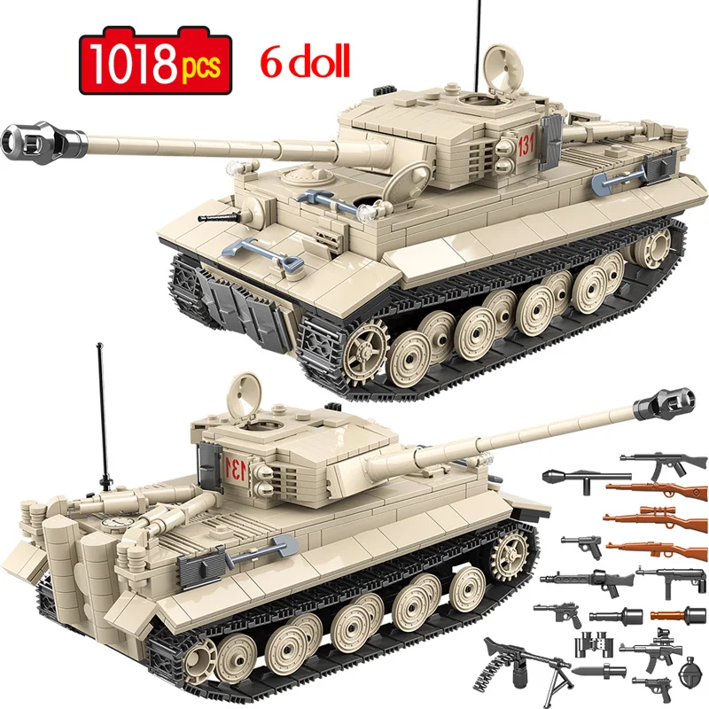 1018 Pcs Military German Tiger 131 Tank Building Blocks legoingly Army WW2 Soldier Weapon Bricks Kits Education Toys for Boys
1018 Pcs Military German Tiger 131 Tank Building Blocks legoingly Army WW2 Soldier Weapon Bricks Kits Education Toys for Boys