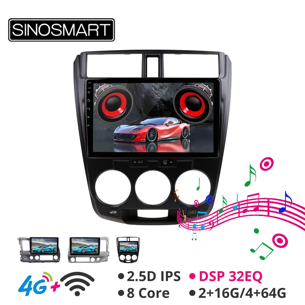 Top SINOSMART 2.5D IPS/QLED Screen 1G/2G Car Navigation GPS Player for Honda City, Android 8.1 32EQ DSP, 4G SIM Card Slot Optional 2 Top SINOSMART 2.5D IPS/QLED Screen 1G/2G Car Navigation GPS Player for Honda City, Android 8.1 32EQ DSP, 4G SIM Card Slot Optional 2
