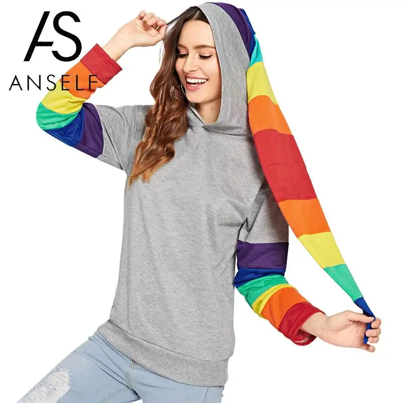 Women Loose Hoodies Sweatshirt Cute Hood Tail Rainbow Colorful Striped Harajuku Hoodie Autumn Winter Pullovers Grey Sweatshirts
Women Loose Hoodies Sweatshirt Cute Hood Tail Rainbow Colorful Striped Harajuku Hoodie Autumn Winter Pullovers Grey Sweatshirts
