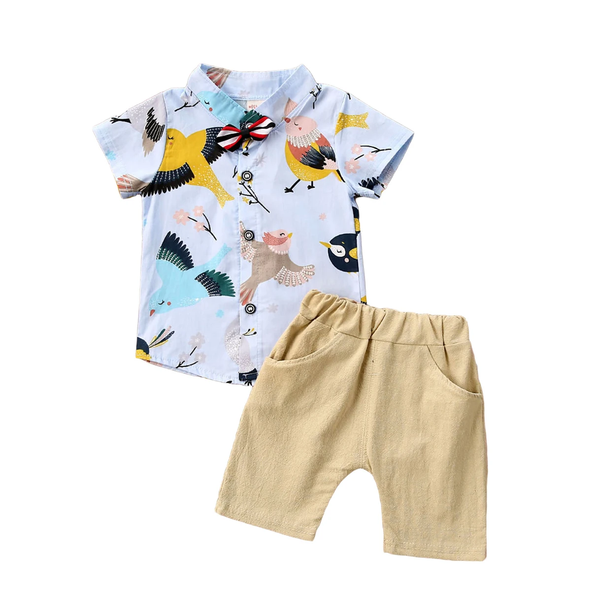 AA Baby Boys Clothing Short Sleeve Suits Bird Print Bow Tie Top with Button Solid Color Pocket Shorts Boys Suits Formal Kids Set
AA Baby Boys Clothing Short Sleeve Suits Bird Print Bow Tie Top with Button Solid Color Pocket Shorts Boys Suits Formal Kids Set