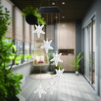 

Energy Saving Solar Color Changing LED Starfish Wind Chimes Lamp Balcony Courtyard Room Ornament Garden Yard Hanging Light