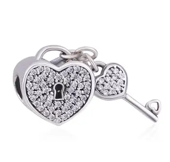 Original 925 Sterling Silver Charm Love Heart Lock & Key With Crystal Pendant Beads Fit Pandora Bracelet & Necklace Jewelry
Original 925 Sterling Silver Charm Love Heart Lock & Key With Crystal Pendant Beads Fit Pandora Bracelet & Necklace Jewelry