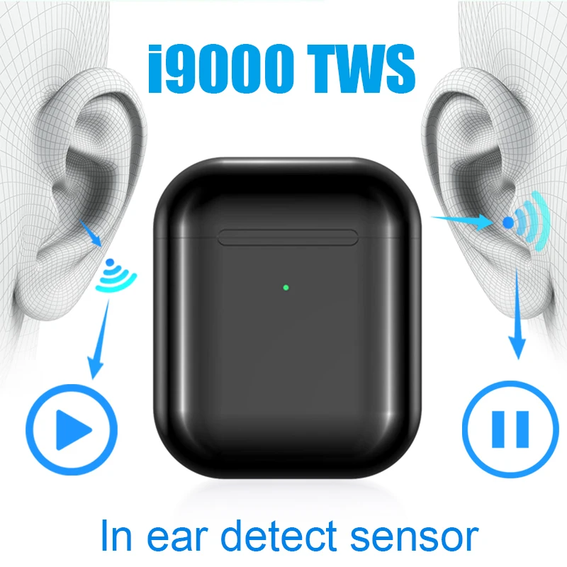 

Original i9000 tws 1:1 Aire 2 Smart Sensor Pop Up Earbuds Black Wireless Charging Bluetooth Earphones pk H1 Chip i200 i500 tws