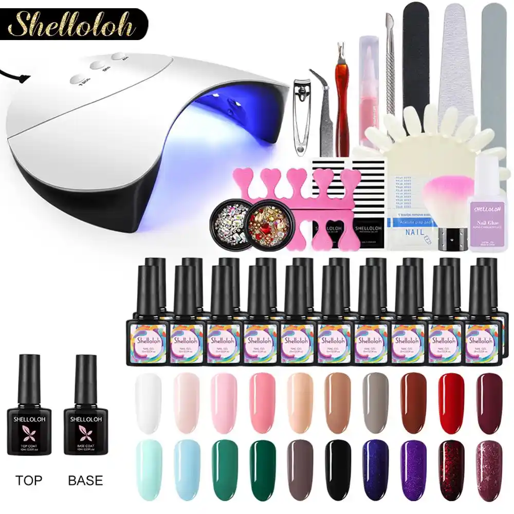 semi permanent led gel glitter color gel nail art manicure set