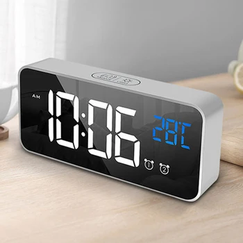 Digital LED Alarm Clock Mirror Voice Control Large LED Table Clock with Temperature Snooze Function Dual Alarm Desk Clocks
Digital LED Alarm Clock Mirror Voice Control Large LED Table Clock with Temperature Snooze Function Dual Alarm Desk Clocks