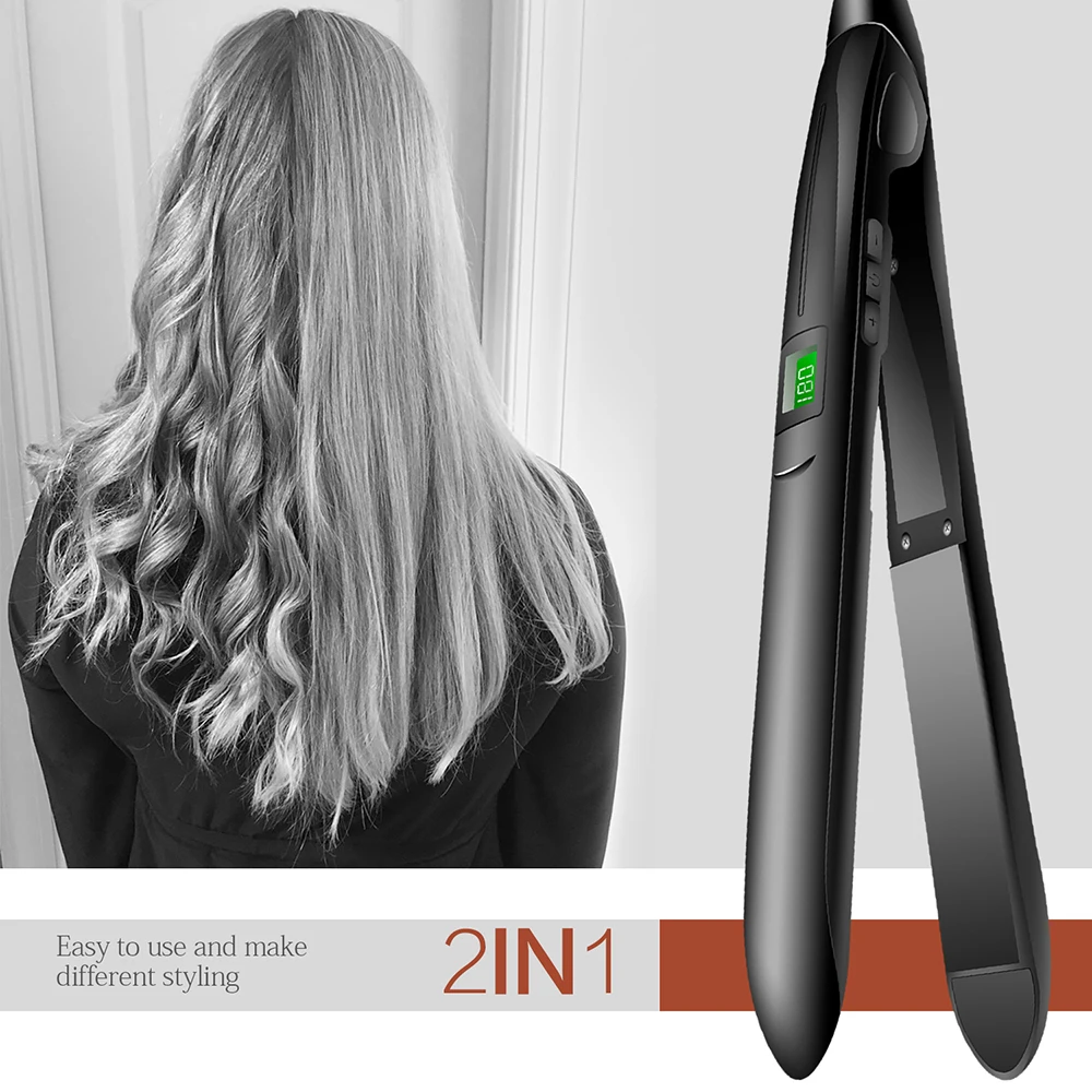 Shop Generic Crimper Hair Straightener 2 in 1 Straightening & Curling