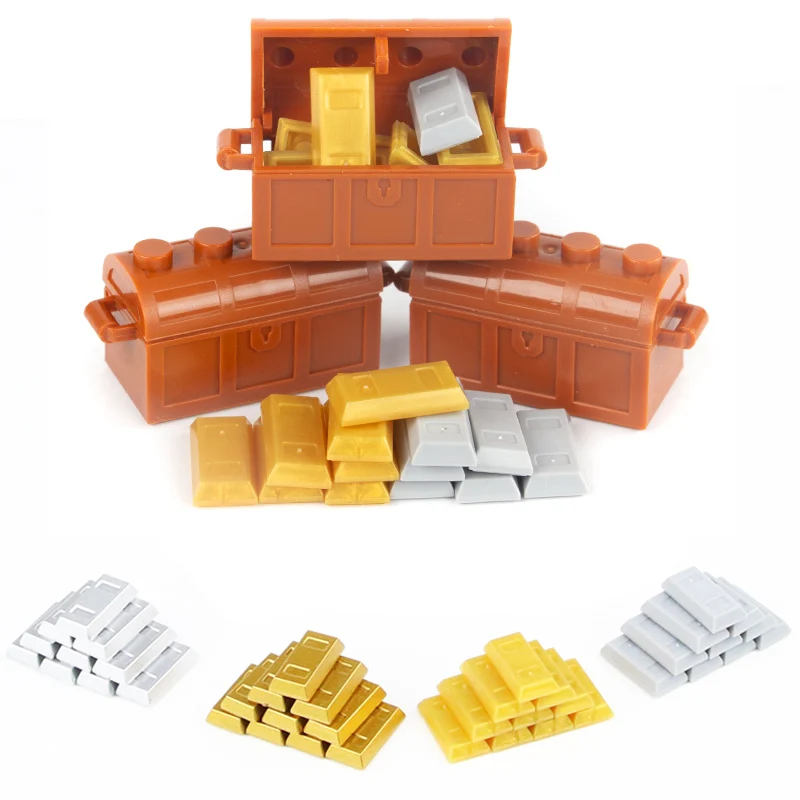 MOC City Accessories Building Blocks Pirate Treasure Model Blocks Bank Vault Gold Bar Silver Bullion Figures Parts Bricks Toys
MOC City Accessories Building Blocks Pirate Treasure Model Blocks Bank Vault Gold Bar Silver Bullion Figures Parts Bricks Toys
