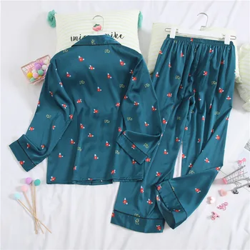 Fiklyc Autumn New Printing Thin Section Ladies Two-Piece Pajamas Female Ice Silk Home Service Suit
Fiklyc Autumn New Printing Thin Section Ladies Two-Piece Pajamas Female Ice Silk Home Service Suit