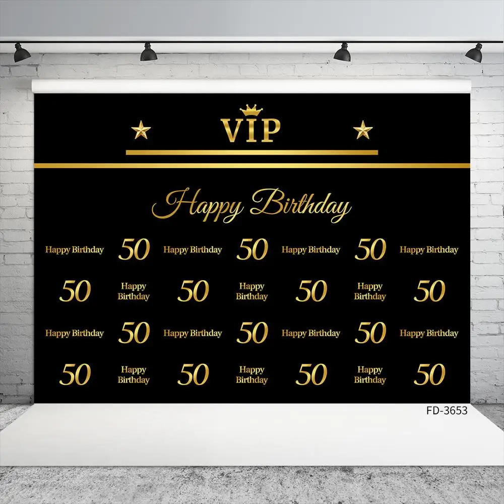 Фотофон в Золотой горошек с именем Happy 50th 40 30 25 18 на день рождения фоновый реквизит