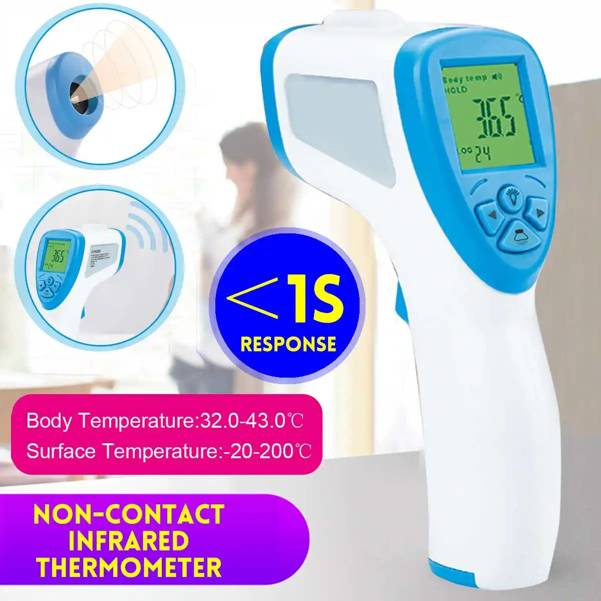Non-Contact Forehead Infrared Digital Thermometers Baby Adult Ear Body Temperature Measurement Device For Family Health Care
Non-Contact Forehead Infrared Digital Thermometers Baby Adult Ear Body Temperature Measurement Device For Family Health Care