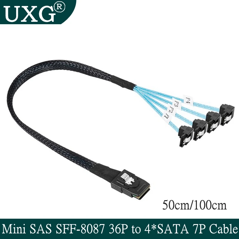Кабель SAS sata 1 шт. мини-Кабель с 36P на 4 углов SATA 7P кабель Mini Male Female 12 Гбит/с |
