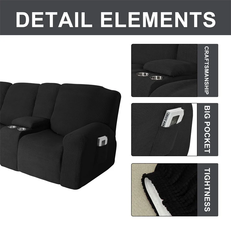 Housse extensible pour fauteuil inclinable 3 places, avec porte-gobelet, en polaire, pour salon Housse extensible pour fauteuil inclinable 3 places, avec porte-gobelet, en polaire, pour salon