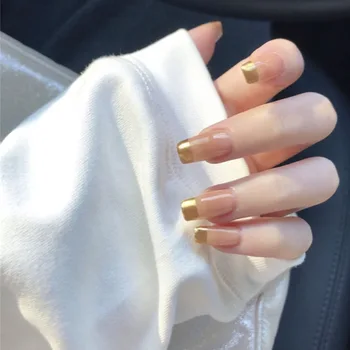 24pcs/box Fashionable Gold French Square Head Fake Nails press on Healthy Mid-length Full Cover Daily Wear press on nail coffin
24pcs/box Fashionable Gold French Square Head Fake Nails press on Healthy Mid-length Full Cover Daily Wear press on nail coffin
